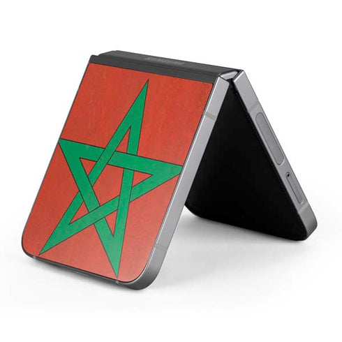 Morocco Flag Distressed Galaxy Z Flip6 Skin